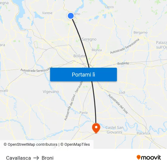 Cavallasca to Broni map