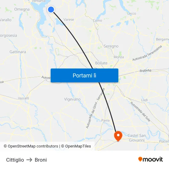 Cittiglio to Broni map