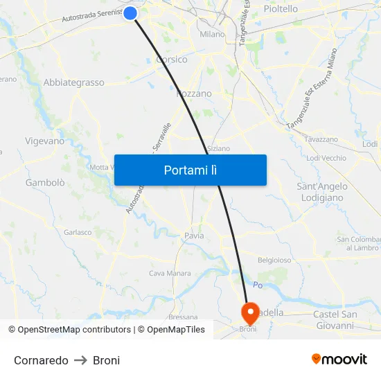 Cornaredo to Broni map