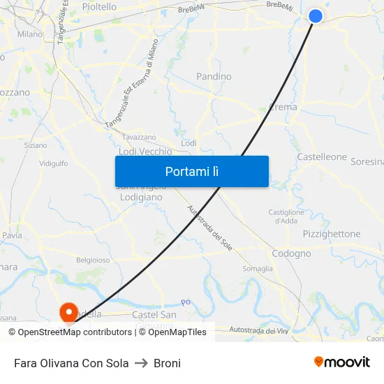 Fara Olivana Con Sola to Broni map