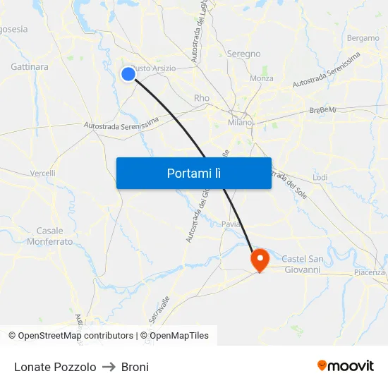 Lonate Pozzolo to Broni map