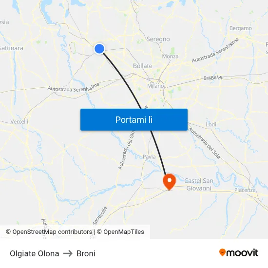 Olgiate Olona to Broni map
