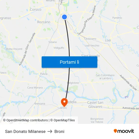 San Donato Milanese to Broni map