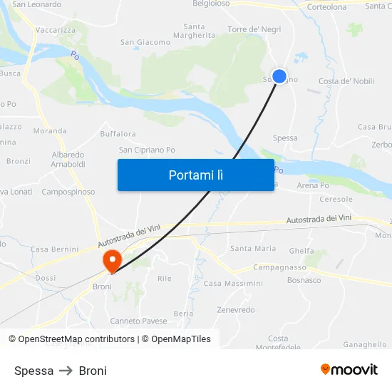 Spessa to Broni map