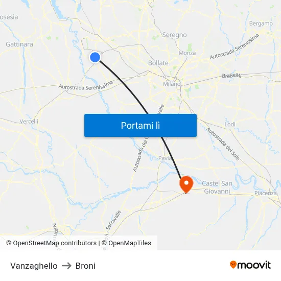 Vanzaghello to Broni map