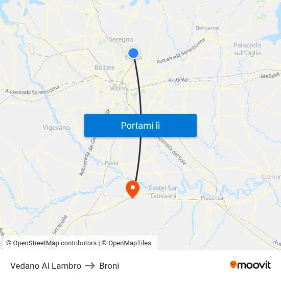 Vedano Al Lambro to Broni map