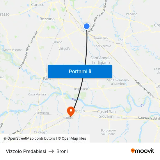 Vizzolo Predabissi to Broni map