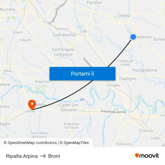 Ripalta Arpina to Broni map