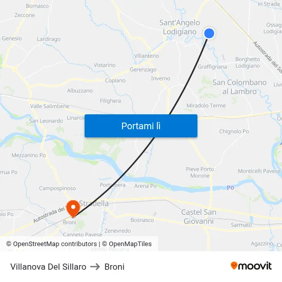 Villanova Del Sillaro to Broni map