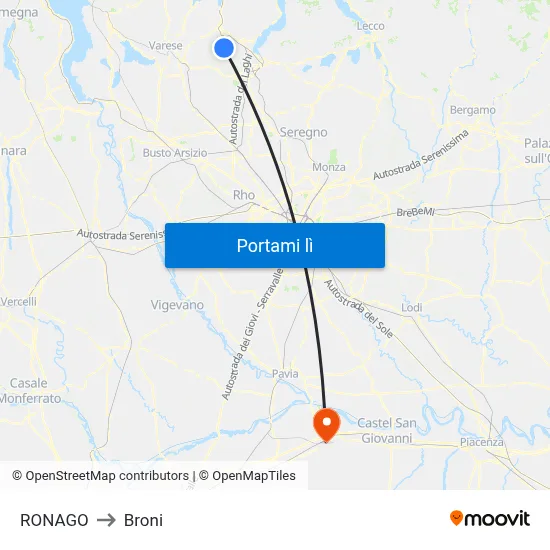 RONAGO to Broni map