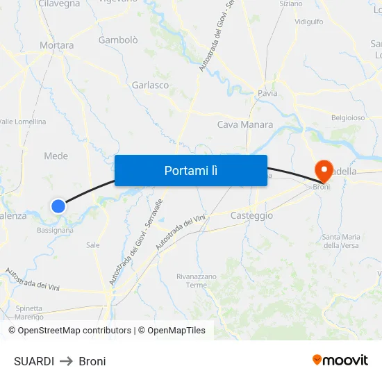 SUARDI to Broni map