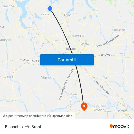 Bisuschio to Broni map