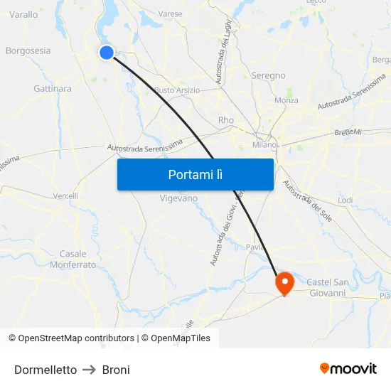 Dormelletto to Broni map