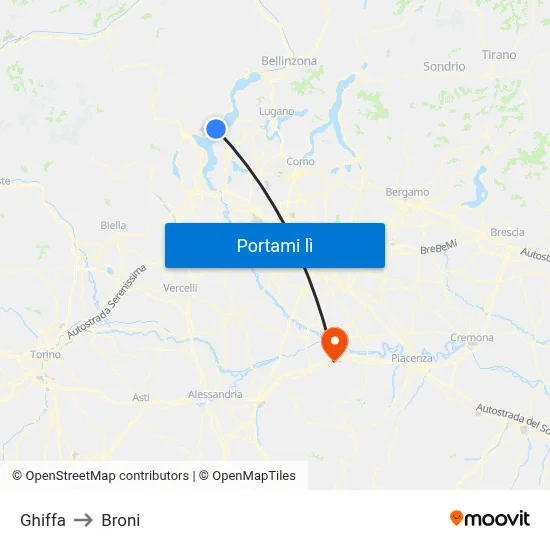 Ghiffa to Broni map
