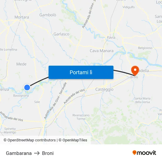 Gambarana to Broni map