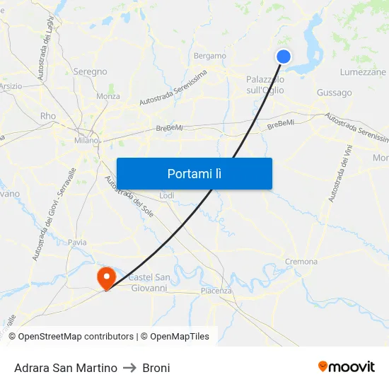 Adrara San Martino to Broni map