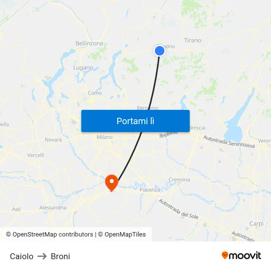 Caiolo to Broni map