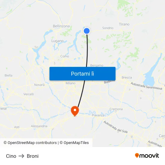 Cino to Broni map