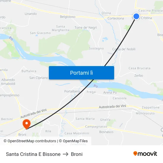 Santa Cristina E Bissone to Broni map