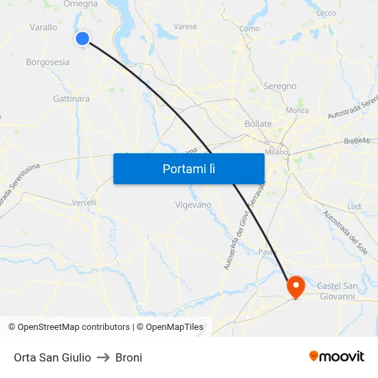 Orta San Giulio to Broni map
