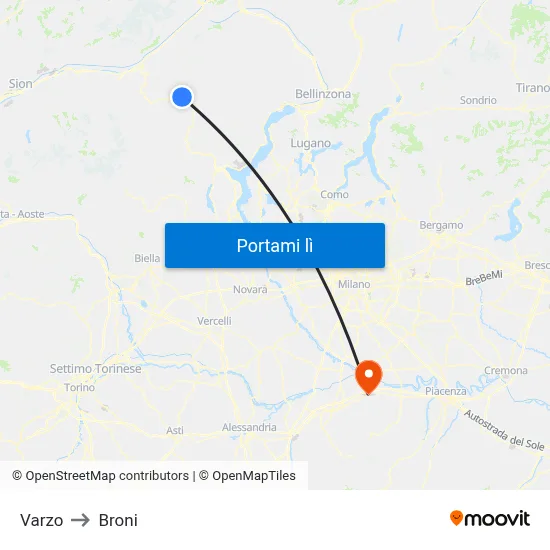 Varzo to Broni map