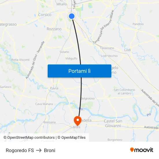Rogoredo FS to Broni map