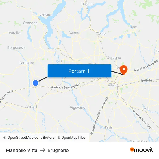 Mandello Vitta to Brugherio map