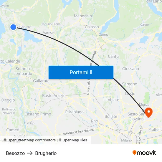 Besozzo to Brugherio map