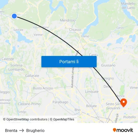 Brenta to Brugherio map