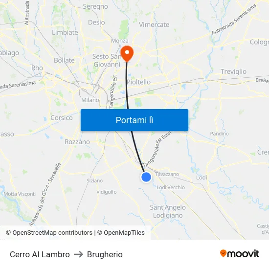 Cerro Al Lambro to Brugherio map