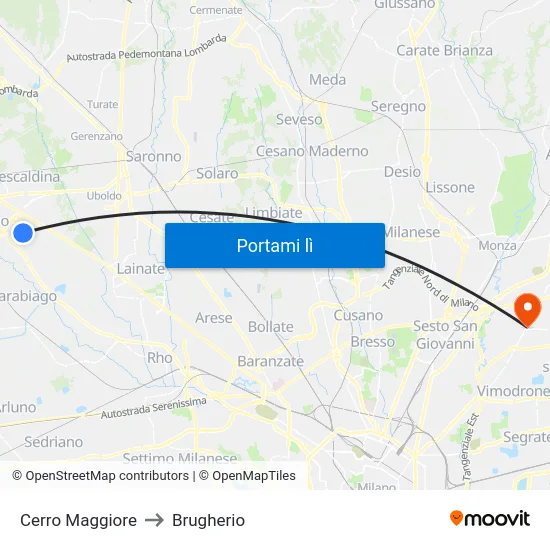Cerro Maggiore to Brugherio map