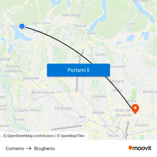 Comerio to Brugherio map