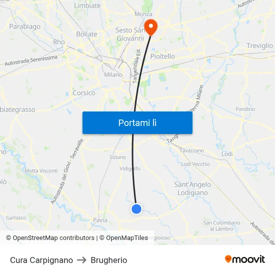Cura Carpignano to Brugherio map