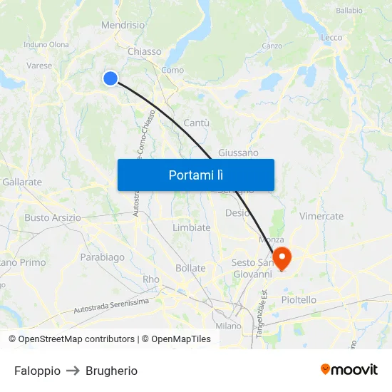 Faloppio to Brugherio map