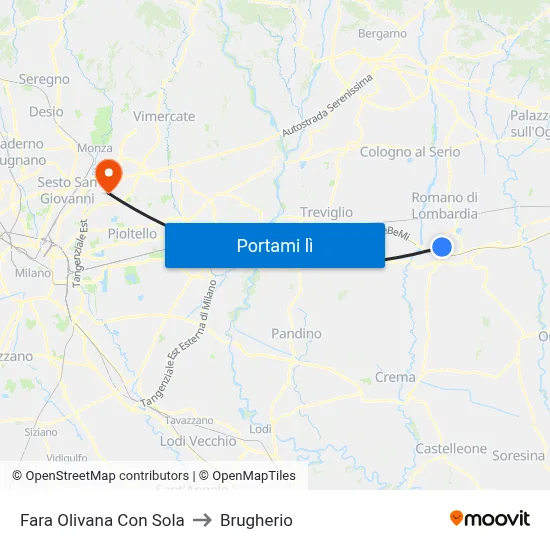 Fara Olivana Con Sola to Brugherio map