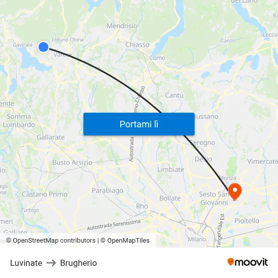 Luvinate to Brugherio map