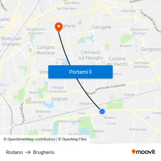 Rodano to Brugherio map