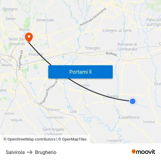 Salvirola to Brugherio map