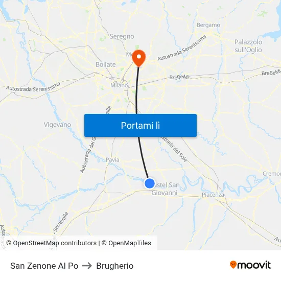 San Zenone Al Po to Brugherio map