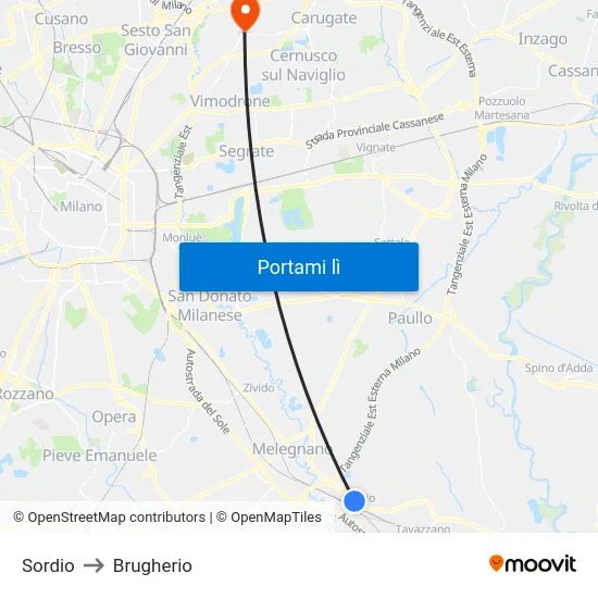 Sordio to Brugherio map
