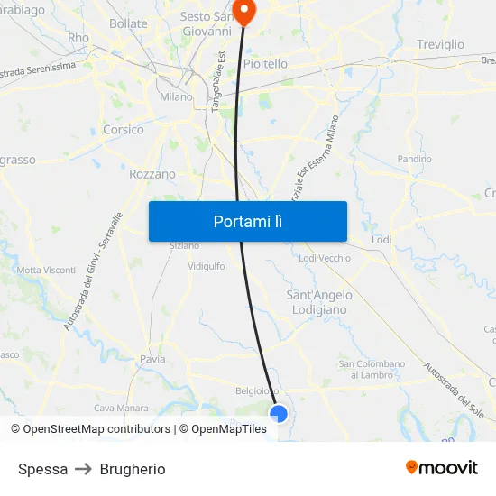 Spessa to Brugherio map