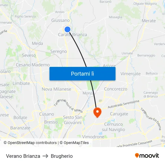 Verano Brianza to Brugherio map