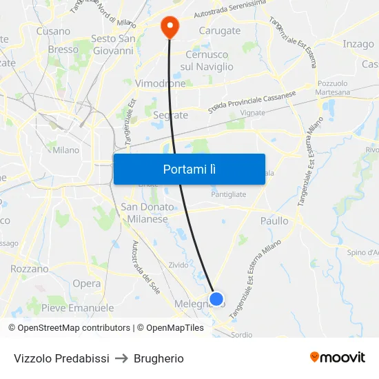 Vizzolo Predabissi to Brugherio map