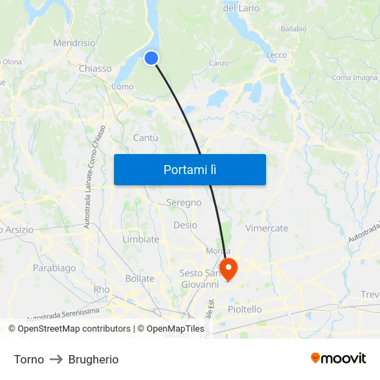 Torno to Brugherio map