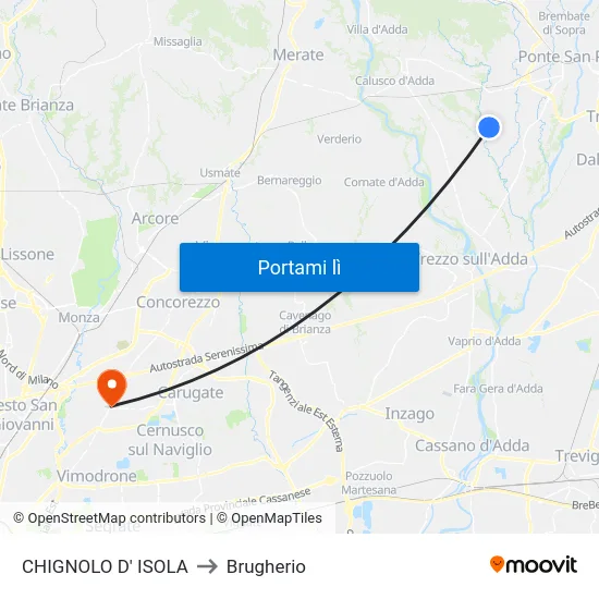 CHIGNOLO D' ISOLA to Brugherio map
