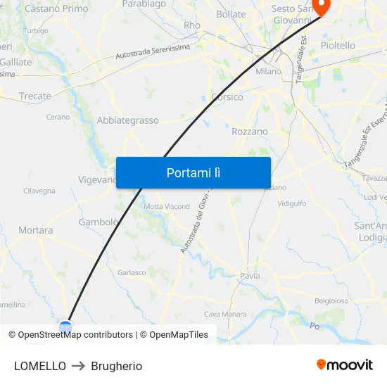 LOMELLO to Brugherio map
