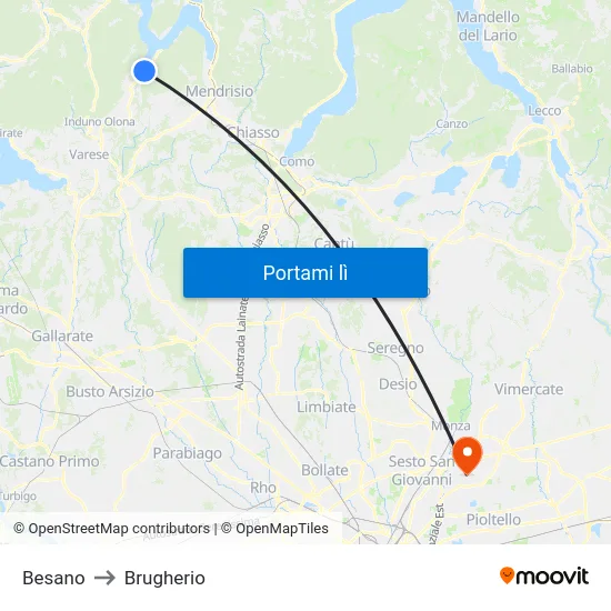 Besano to Brugherio map