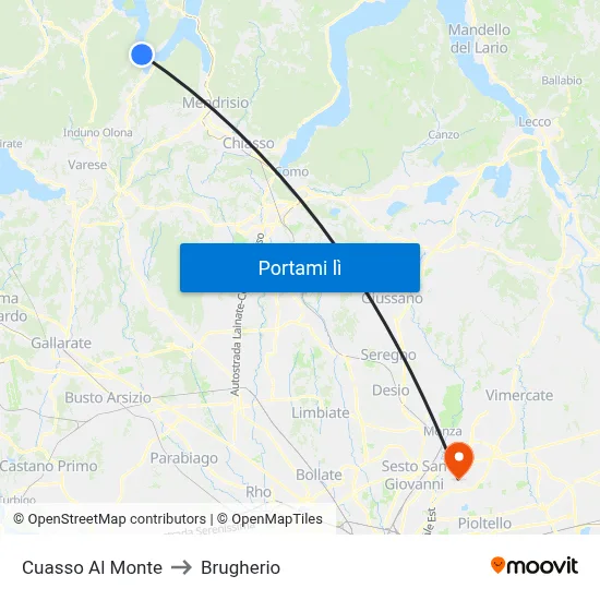 Cuasso Al Monte to Brugherio map