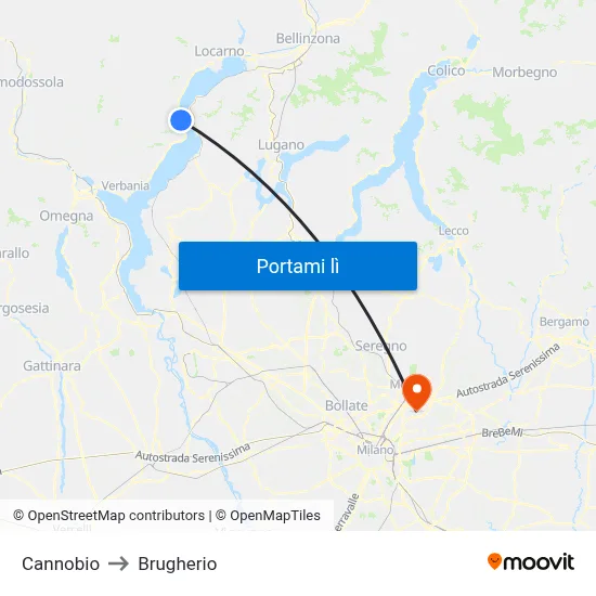 Cannobio to Brugherio map