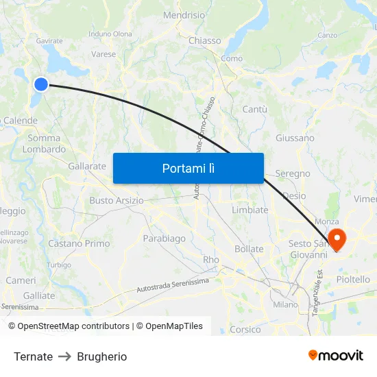 Ternate to Brugherio map